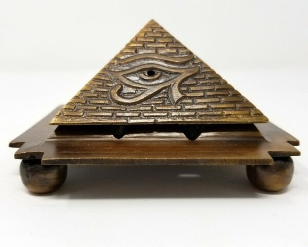 Home Fragrances ~NEW Solid Brass Egyptian 9 Pyramid Cone Burner Honey Gold Finish - 2 1/2" x 4"