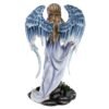 Fairy Collection~Blue Angel In Pond w/ Frog Figurine Statue Feather Wings 13.25" High Fairy New
