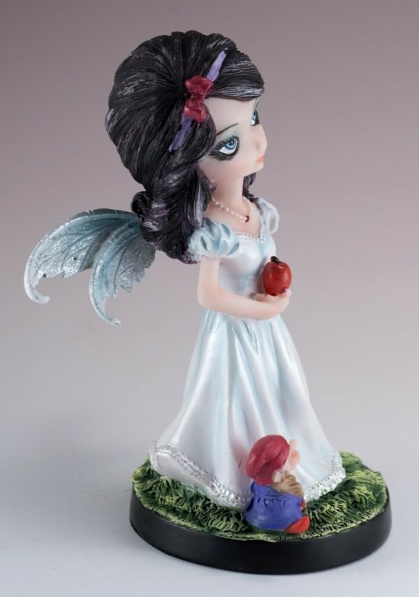 Fairy Collection~Fairy Tale Snow White Fairy Figurine With Apple and Dwarf 6"H Resin Statue New!