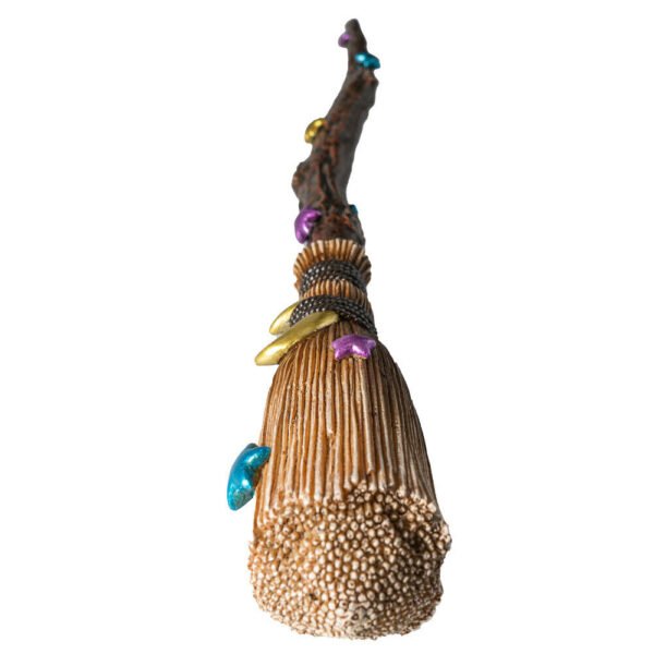 Witchcraft~Witch Broom 14" Resin Magic Wand Hand Paint Witch Wizard Sorcery Sceptre