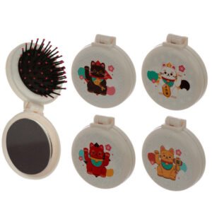 Collectable Design~Fun Lucky Cat Maneki Neko Foldable Travel Hair Brush Travel Size for Handbag