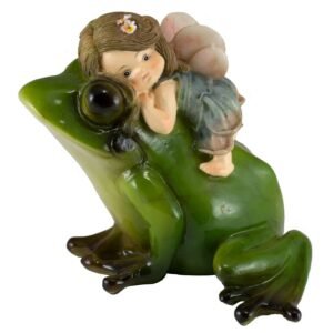Fairy Collection~Little Girl Fairy Riding Frog Figurine 3.5" High Resin New In Box