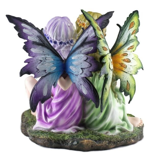 Fairy Collection~Large Fairy Twins Whispering Figurine 9.5" High Detailed Resin Statue New