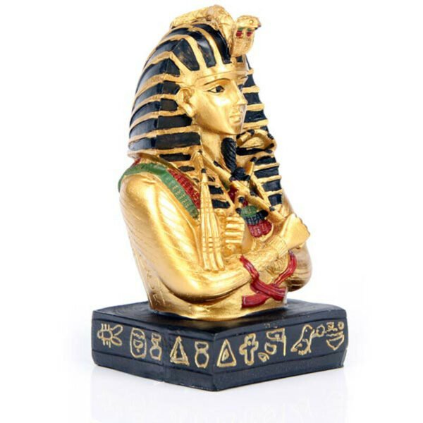 Home Decor~Decorative Egyptian Golden Tutankhamen Bust Holding Crook & Flail