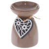 Home Decor~Ceramic Oil Burner - Wooden Heart Motif