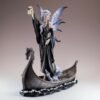 Fairy Collection~Gothic Black Fairy With Dragon In Boat Holding Lantern Figurine 10.75"H Statue