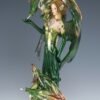 Fairy Collection~Green Fairy With 2 Dragons Figurine Statue 9.25" High Clear Wings Resin New