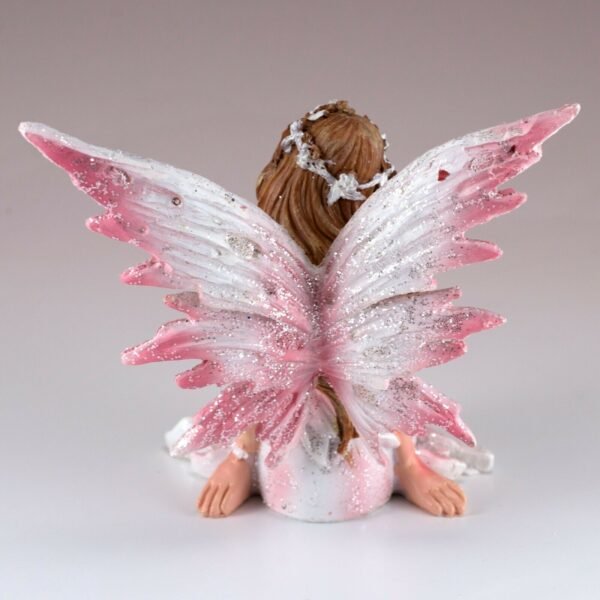 Fairy Collection~Small Pink Fairy Sitting Figurine 4" High Sparkly Glitter New In Box!