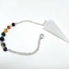 Magicun Stone~Selenite Gemstone Pendulum with Chakra Chain, Faceted (Natural Crystal Stone)