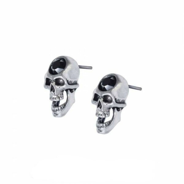 Alchemy Gothic Pewter Crystal SCREAMING SKULL - Stud Earrings