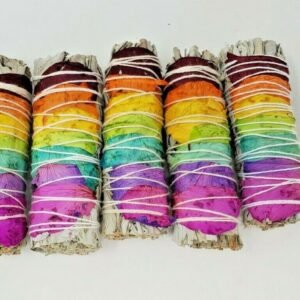 Palo Santo & Sage~5 Pack 7 Chakra Sage (White Sage with 7 Color Rose Petals) 4" Negativity Removal