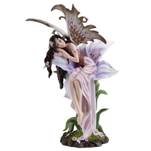 Fairy Collection~Pink Fairy Resting On Lily Flower Figurine Statue 14.5" High Detailed Resin New