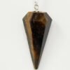Magicun Stone~Tiger Eye Pendulum with Chain, Faceted (Natural Crystal Stone)