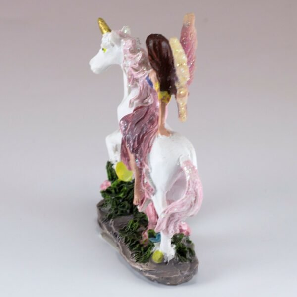 Fairy Collection~Mini Pink Fairy Riding Unicorn Figurine 3" High Resin New!