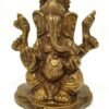 Hinduism Statues & Figures~Brass Antique Finish Sitting Ganesh Statue 2.5"H 1.75"W