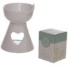 Home Fragrance~Simple White Heart Cut Out Ceramic Oil Burner Home Fragrance