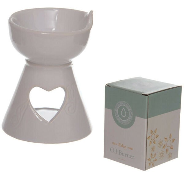 Home Fragrance~Simple White Heart Cut Out Ceramic Oil Burner Home Fragrance