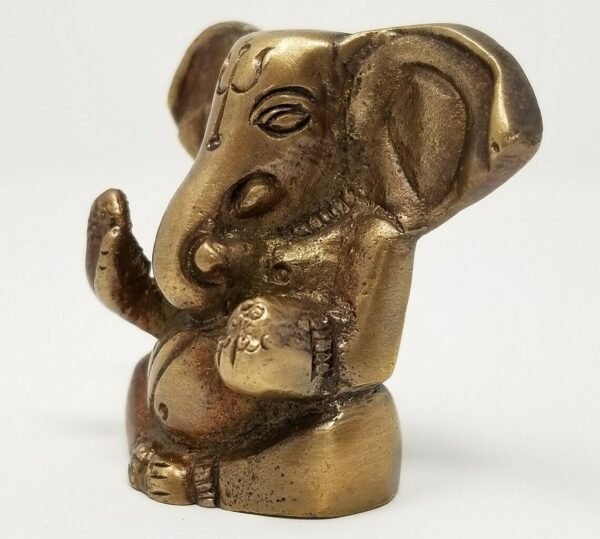 Hinduism Statues & Figures~Brass Antique Finish Ganesh w/ Big Ears Statue 2"H