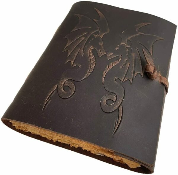 Home Decor~DOUBLE DRAGON Leather Journals Handmade Deckle Book Blank Notebook Bound Diary
