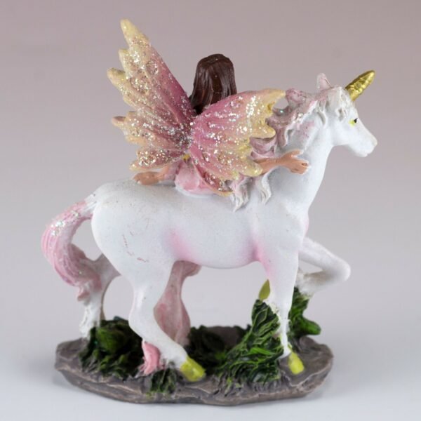 Fairy Collection~Mini Pink Fairy Riding Unicorn Figurine 3" High Resin New!