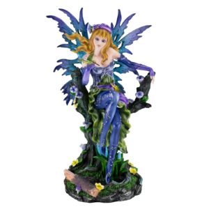 Fairy Collection~Blue Fairy By Pond With Hummingbird Figurine Statue 11.25" High New In Box!