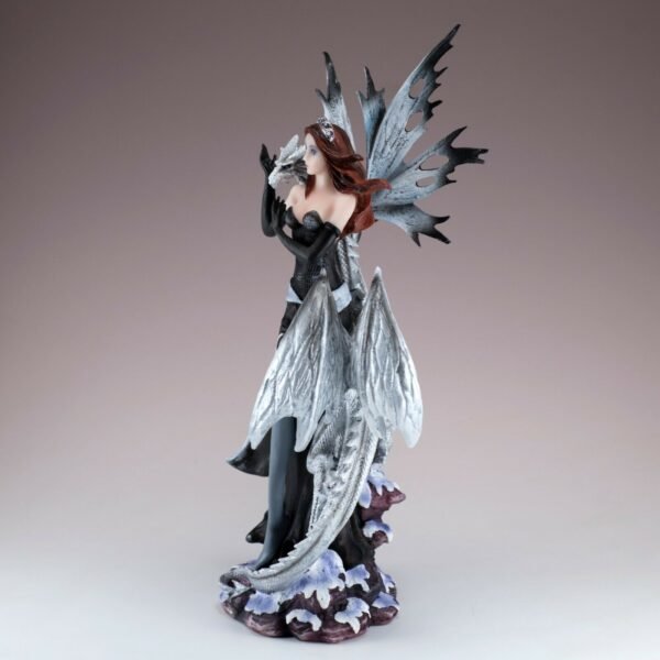 Fairy Collection~Black Fairy With White Dragon Figurine Statue 10.5" High Resin New In Box!