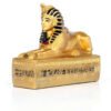 Home Decor~Gold Egyptian Sphinx Figurine On Hieroglyphic Base Ancient Decorative Ornament