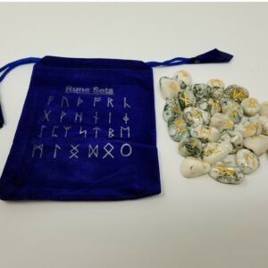 Runes & Stones~Natural Tree Agate Rune Set Healing 25 pieces with Velvet Bag