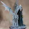 Fairy Collection~Large Dark Fairy With White Dragon Figurine Statue 17.75" High Resin New In Box!