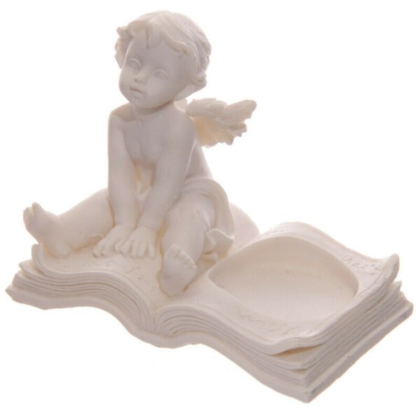 Home Decor~Decorative Cherub Tealight Holder Sitting on Book