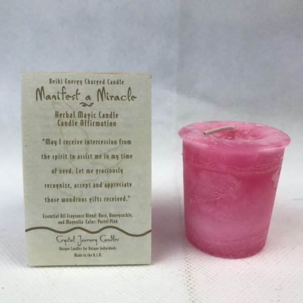 Magic Candle~Manifest A Miracle Crystal Journey Reiki Charged Herbal Votive Candle One Candle