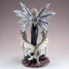 Fairy Collection~Black Fairy With Two White Wolves Figurine Statue 9.75" High New In Box