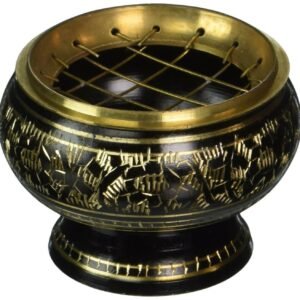 Home Fragrances ~Small Decorated Brass Charcoal Screen Incense Burner: 3 Piece Set