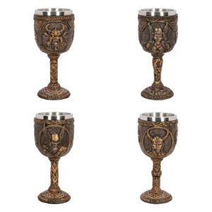 Magicun Giftware~Norse God Thor Odin Loki Valkyrie Goblet Collection Bronzed Gift Wine Cup