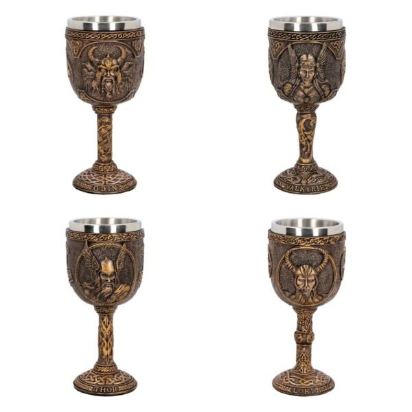 Magicun Giftware~Norse God Thor Odin Loki Valkyrie Goblet Collection Bronzed Gift Wine Cup