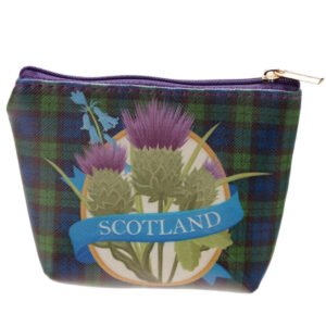 Collectable Design~Handy PVC Make Up Bag Purse Bonnie Scotland Wash Toiletry Bag Souvenir Thistle