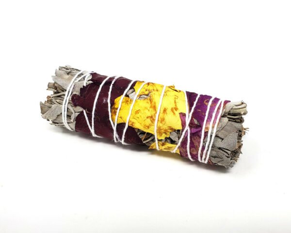 Palo Santo & Sage~White Sage with Rose Petals 3-4" Smudge Stick.