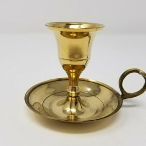 WICCA & PAGANISM~Brass Candle Holder with Finger Ring for Taper Candles (Chamberstick Wicca)