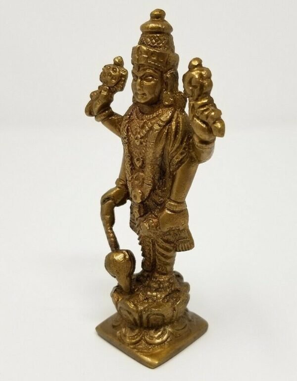 Hinduism Statues & Figures~Brass Antique Finish Lord Lord Vishnu 3.75"H 2"W Statue