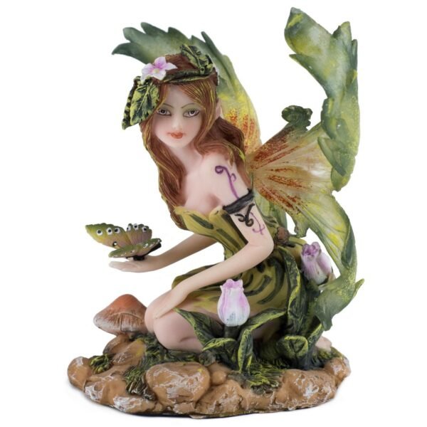 Fairy Collection~Green Fairy With Butterfly Figurine 5" Wing Span New In Box!