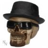 Magicun Giftware~Badass Gothic Large Fedora Hat Skull Ornament Figurine Skeleton Decor 15.8cm