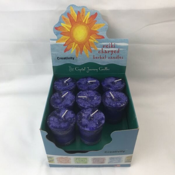 Magic Candle~Creativity Crystal Journey Reiki Charged Herbal Votive Candle - One Candle