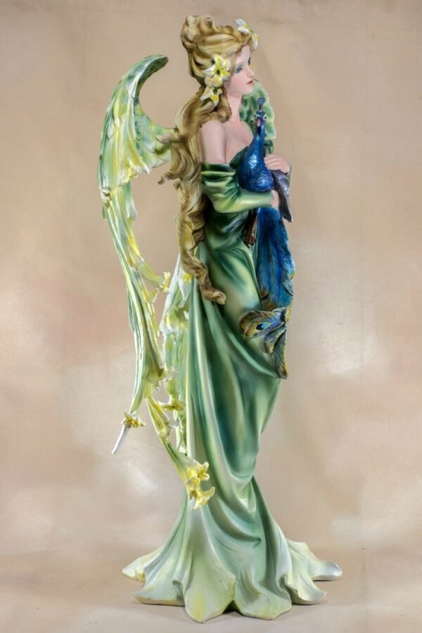 Fairy Collection~Large Scale Green Angel Fairy With Peacock Figurine Statue 21" High New In Box