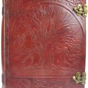 Witchcraft~TREE OF LIFE LEATHER BLANK BOOK w/ LATCHES 360 Pg. Handcrafted 10" x 13" JOURNAL