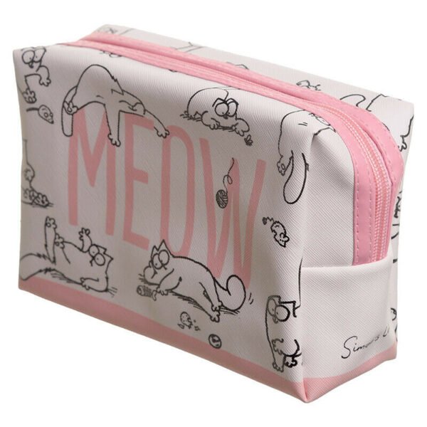 Collectable Design~Simon's Cat (YouTube) Handy PVC Make Up Toiletry Wash Bag Meow Durable Pink Cute