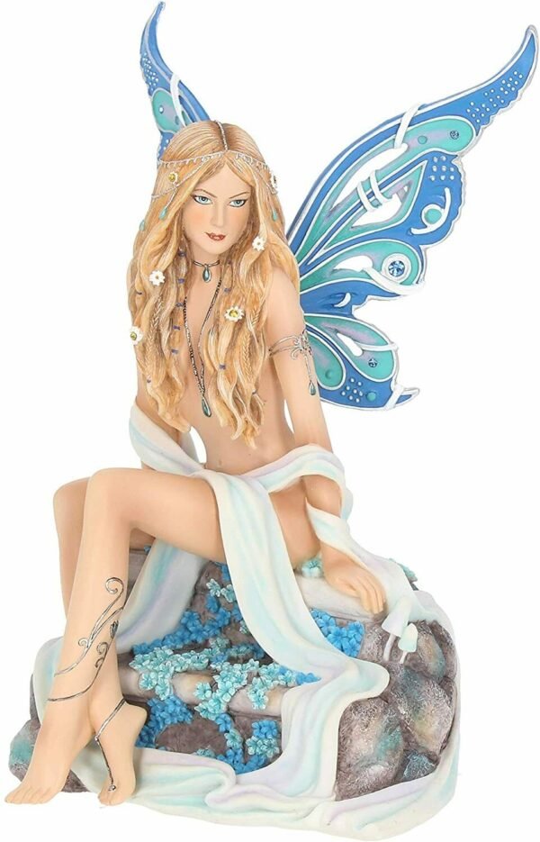 Magicun Giftware~Nemesis Juwelenbesetzt Fairy Figur Deko Statue Blütenblätter Flügel Rosa Blau