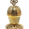 WICCA & PAGANISM~Brass Carved Incense Burner 6" Cone Charcoal Burner Smoker