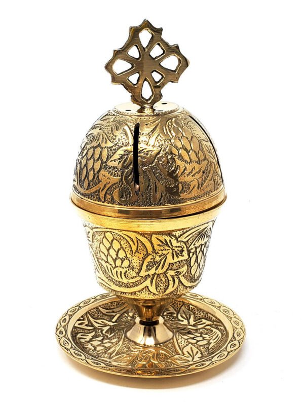 WICCA & PAGANISM~Brass Carved Incense Burner 6" Cone Charcoal Burner Smoker