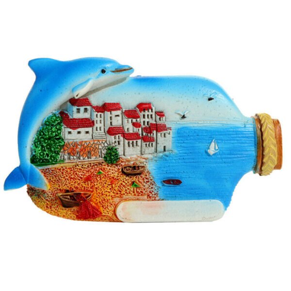 Collectable design~Collectable Seaside Souvenir Dolphin in a Bottle Magnet