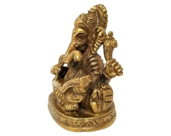Hinduism Statues & Figures~Brass Antique Finish Ganesh Statue 3"H 2.5"W